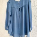 ZARA  Basic Long Puff Sleeve Pullover Tunic Top Blouse Blue Women's Size Large Photo 4