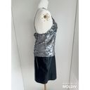 DKNY Y2K  Sik Sequin Tank Top Silver Size Small Disco Party Night out Metallic Photo 4