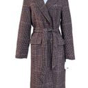 Free People  Menswear Hailey Wool Coat in Burgundy Houndstooth Check Size S NWOT Photo 4