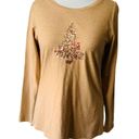 Coldwater Creek  LADIES LS TAN SEQUINED TOP TUNIC TEE TSHIRT EUC XS 4 Photo 6