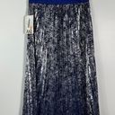 LuLaRoe Navy Blue Silver Metallic Pattern Pleated Accordion Midi Tea Skirt NWT Photo 5