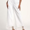 Lulus  Women’s Blissfully Boho Ivory Tasseled Wide-Leg Pants size Large Photo 0