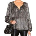 L'Agence  Silk Blouse Constance Peasant Antique Cobra Black Relaxed Top 4 NWT Photo 0