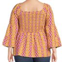 Terra & Sky  Bell Sleeve Smock Top in Retro Geometric Berry Fun Print Sz 3X NWT Photo 2