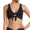 Robin Piccone  Ava Elongated Scoop Neck Self-Tie  Bikini Top Black XS NWT Photo 0