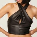 STAUD Kai Faux Leather Vegan Black Halter Sleeveless Crop Top Twist Keyhole sz12 Photo 3