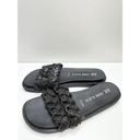 Anne Klein  Sandals Women 6 Black Journi Rhinestone Embellished Flat Slides Photo 3