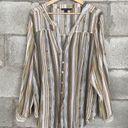 Zac and Rachel  Shirt Women 2X Brown Stripes Button Down Long Sleeve Casual Classic Photo 1