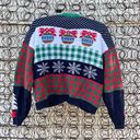 The Loft Y2K Sweater Ugly Christmas Holiday Cardigan Patchwork Americana red green Photo 2