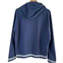 J.Crew University Terry Hoodie Sweatshirt Striped Cuffs Navy Blue 100% Cotton, L Size L Photo 7