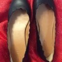 J.Crew  Leather Black Scalloped Edge Flats Round Toe Size 7 Photo 0