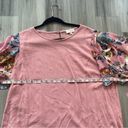 Umgee  1XL Pink Linen Floral Sleeve Bouse Photo 5