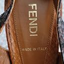 Fendi  Brown Snakeskin Print Slingback Heels Sz 37 (7) Photo 11