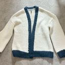 White Fox Boutique White Fox Oversized White and Blue Knit Cardigan Photo 2