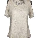 Isaac Mizrahi  Live Lace Cold Shoulder Shirt Floral Sexy Beach Coastal Photo 0