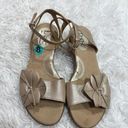 Born concept BOC  Leather Floral Ankle Strap Sandals Gold 8 Photo 0