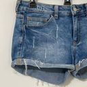 Mango Denim & Tees Blue Denim Cut Off Cuffed Shorts with Frayed Hem Size 6 Photo 2