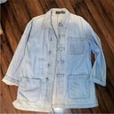 Liz Claiborne Vintage 90s Liz Wear Jean Shacket Light Wash Denim Chambray Unique Button sz Med Photo 10