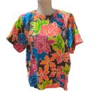 JACK  Mulqueen Vintage Women's Silk Round Neck Floral Pullover Blouse Size Medium Photo 0