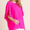 Umgee 🆕 NWT  Natalia Solid Fuchsia Ruffle Dolman Sleeve Flowy Top Photo 1