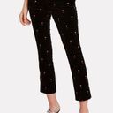 frame denim Frame Pant Women's Size 2 Perfect Heart-Embroidered Velvet Trouser Cropped Black Photo 0