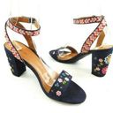 indigo. Strappy denim heeled sandals size 9 Photo 0