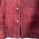 Chico's  Red Maroon Leather Suede Collared Button Front Jacket Women Sz 2 Sz M Photo 3