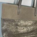 Stella & Dot  Hudson Women's Brushed Metallic Faux Suede Tote Bag Gray Black M Photo 11