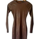 Naked Wardrobe NWT  Wet Look Long Sleeve Bodycon Mini Dress - Chocolate - S Photo 1