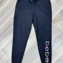 Bebe  Sport Rainbow Sequin Logo Fleece Jogger Pants Black Small Photo 4