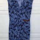 Micheal Kors Womens Dress Blue Tie Dye Faux Wrap Stretchy V Neck Size Large Photo 0