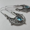 Vintage Blue Bohemian Dangle hoop earrings  Womens Jewelry vintage style Photo 2