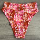 Aerie NWT  High Cut Cheeky Bikini Bottom Floral Rust Red Hot Pink Size Large Photo 3