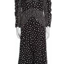 Rebecca Taylor Rouched Silk Black and White Polka Dot Print Midi Formal Dress Photo 0