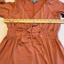 Absolutely Famous  Orange Blouse V Neck Cinched Waist Size‎ Small Photo 6