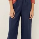 Three Dots  Wide Leg High Waisted Linen Pants Navy Blue Size Small Photo 2