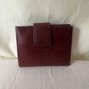 Vintage 90s Tooled Leather Wallet with Attached Coin Purse Burgundy Red Brown Photo 7