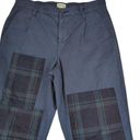 J.Crew  Slouchy Boyfriend Chino Navy Blue Plaid Patchwork Flannel 26 Pleated Photo 3