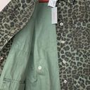 Good American  womens 1 small utility jacket sage leopard green new schaket butto Photo 5