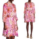 Rachel Parcell  Pink Botanical Floral Long-Sleeve Tiered Shirt Dress Size 12 Photo 2