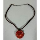 Handmade Brown Suede Flower Rose Charm Pendant Necklace Choker Jewelry 🌹✨  Photo 1