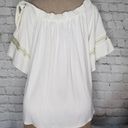 Alexis Hanne Blouse Medium Womens Off Shoulder Strap Eyelet Ivory Photo 6