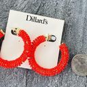 Dillard’s Beaded Hoop Fashion Earrings Coral Gold NWT Red Photo 5