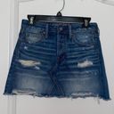 American Eagle Light Wash Distressed Mini Skirt Photo 0