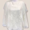 Massimo Dutti  Lace Overlay Flowy Sheer Wings Long Sleeve Dressy Top Sz 4 Photo 0