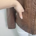 a.n.a  A New Approach Womens Small Cognac Brown Faux Leather Jacket Shacket Photo 6