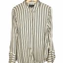 Something Navy  Vertical Stripe Satin Boyfriend Button Down M Photo 1