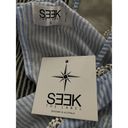 SEEK the Label  Blue White Off Shoulder Embroider Tie Back Crop Top Shirt Small Photo 6