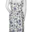 Cynthia Rowley  Dress Womens 8 White Blue Floral Flower Midi fit & Flare Linen Photo 3