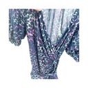 BCBGMAXAZRIA  Blu Grey Purple Animal Print Short Sleeve Blouse Top XS Cold Should Photo 5